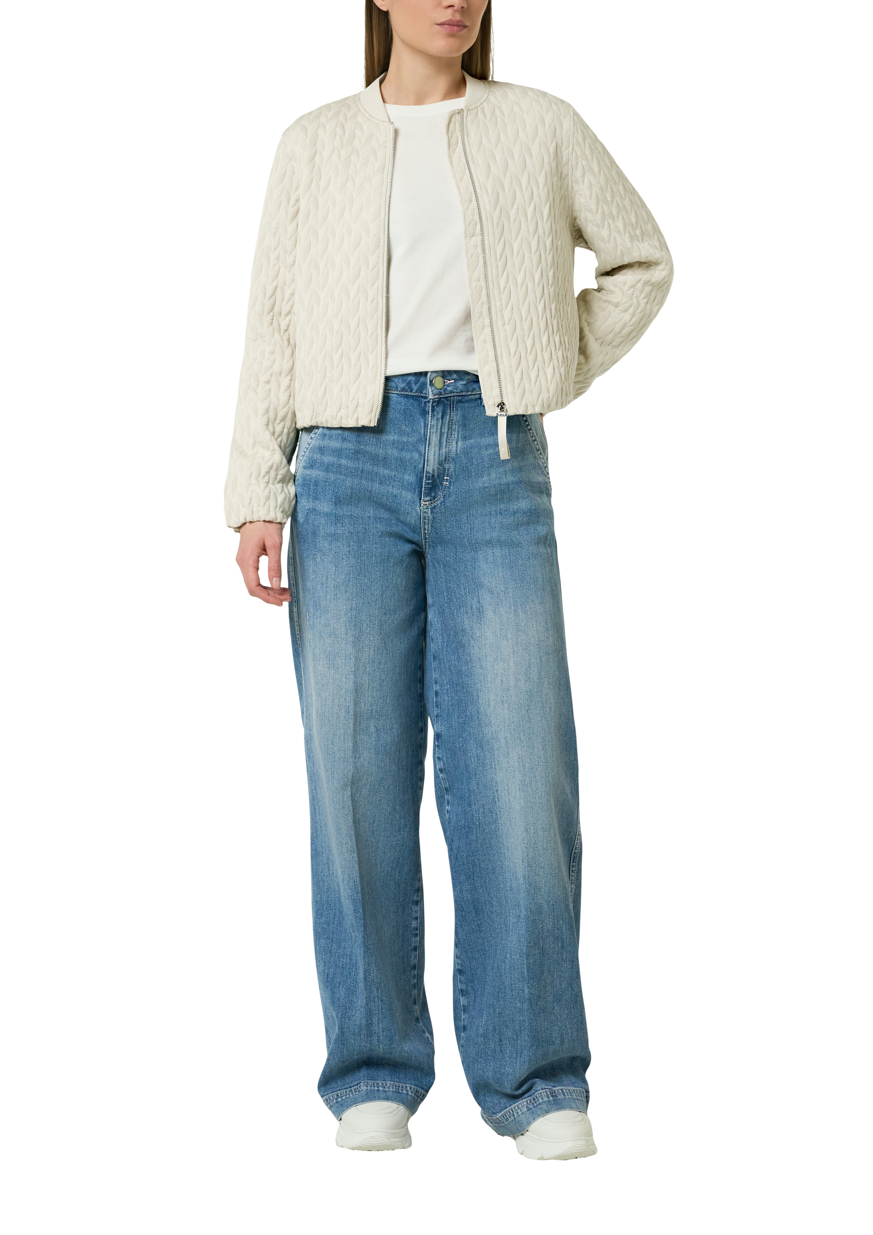 leichte Sweat-Jacke in Steppoptik