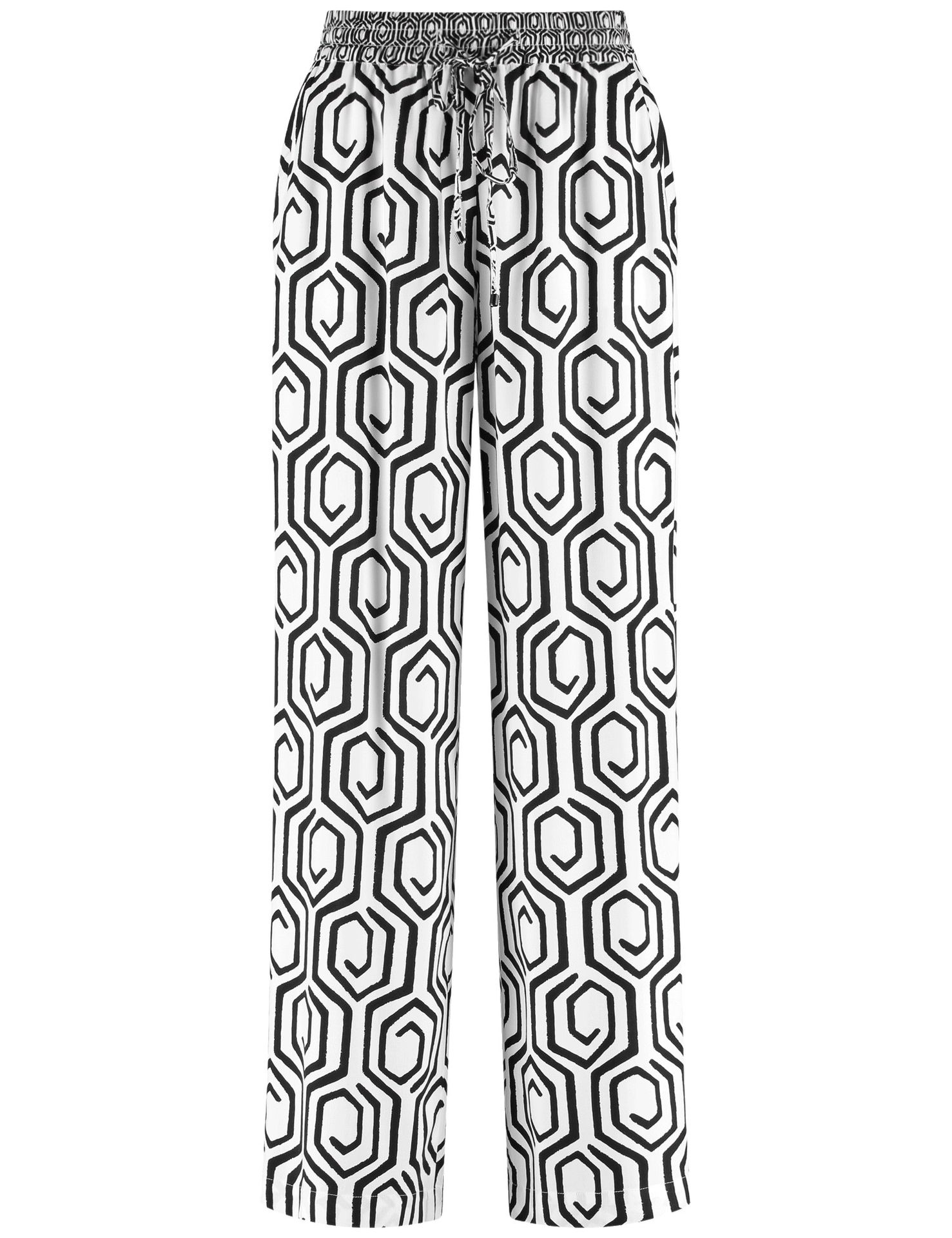 lässig weite Schlupfhose im graphischem Allover-Print aus Viskose