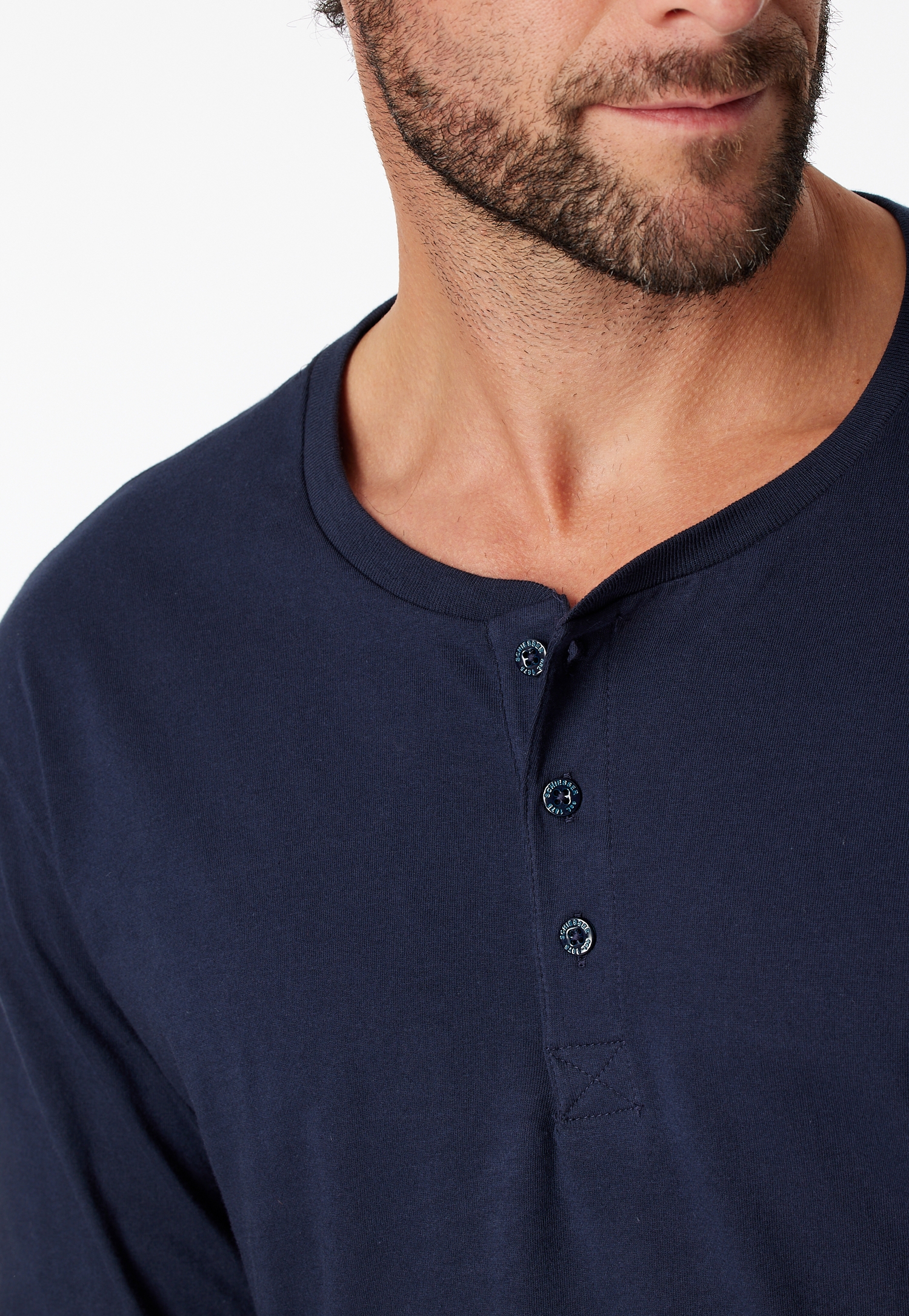 Herren Night-Shirt mit Knopfleiste aus weichem Baumwoll-Single-Jersey