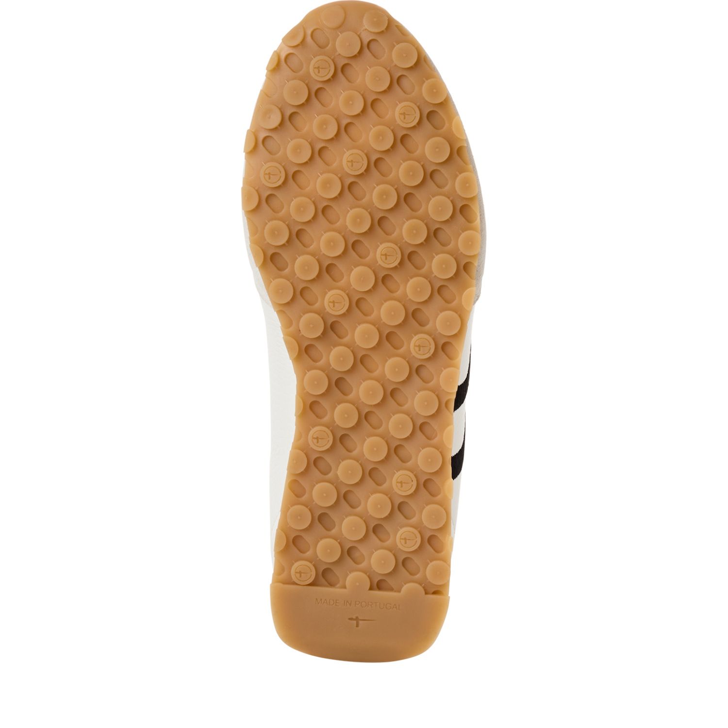 sportiver flacher Da.-Sneaker mit 2 Streifen aus echtem Leder