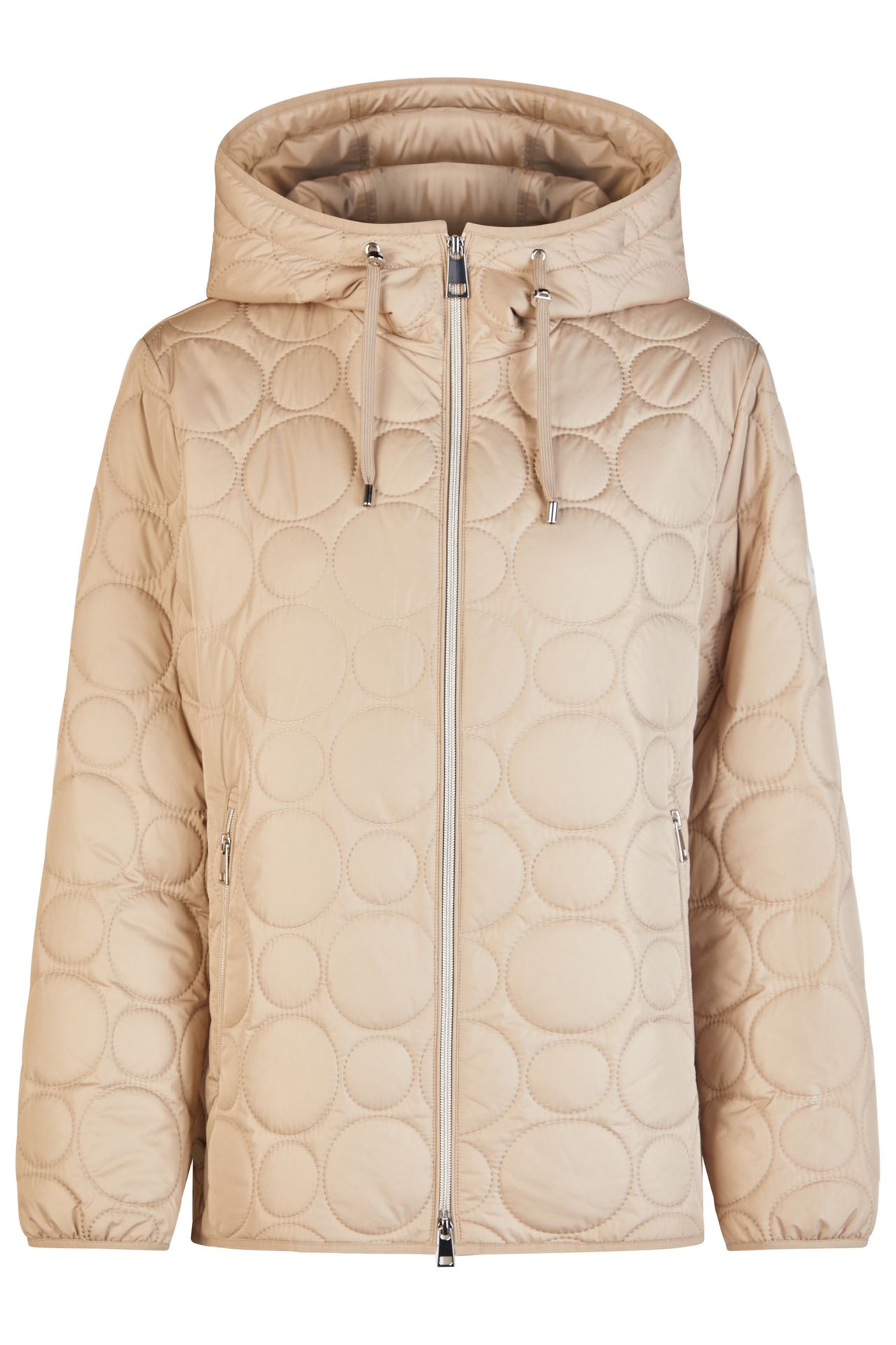 modische Steppjacke mit Kreis-Steppung und Kapuze