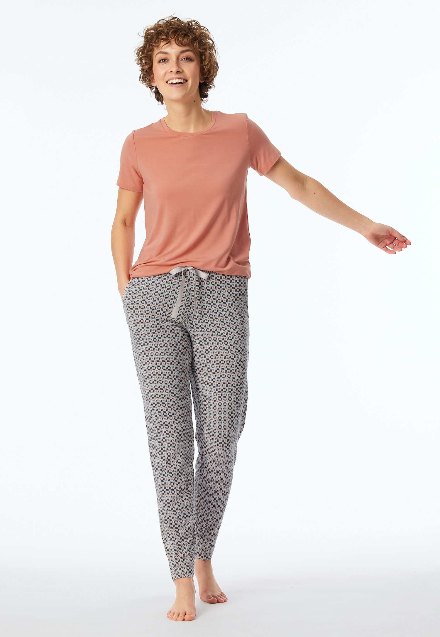 Damen Lounge-Hose mit Allover-Minimal-Print aus Modal-Jersey