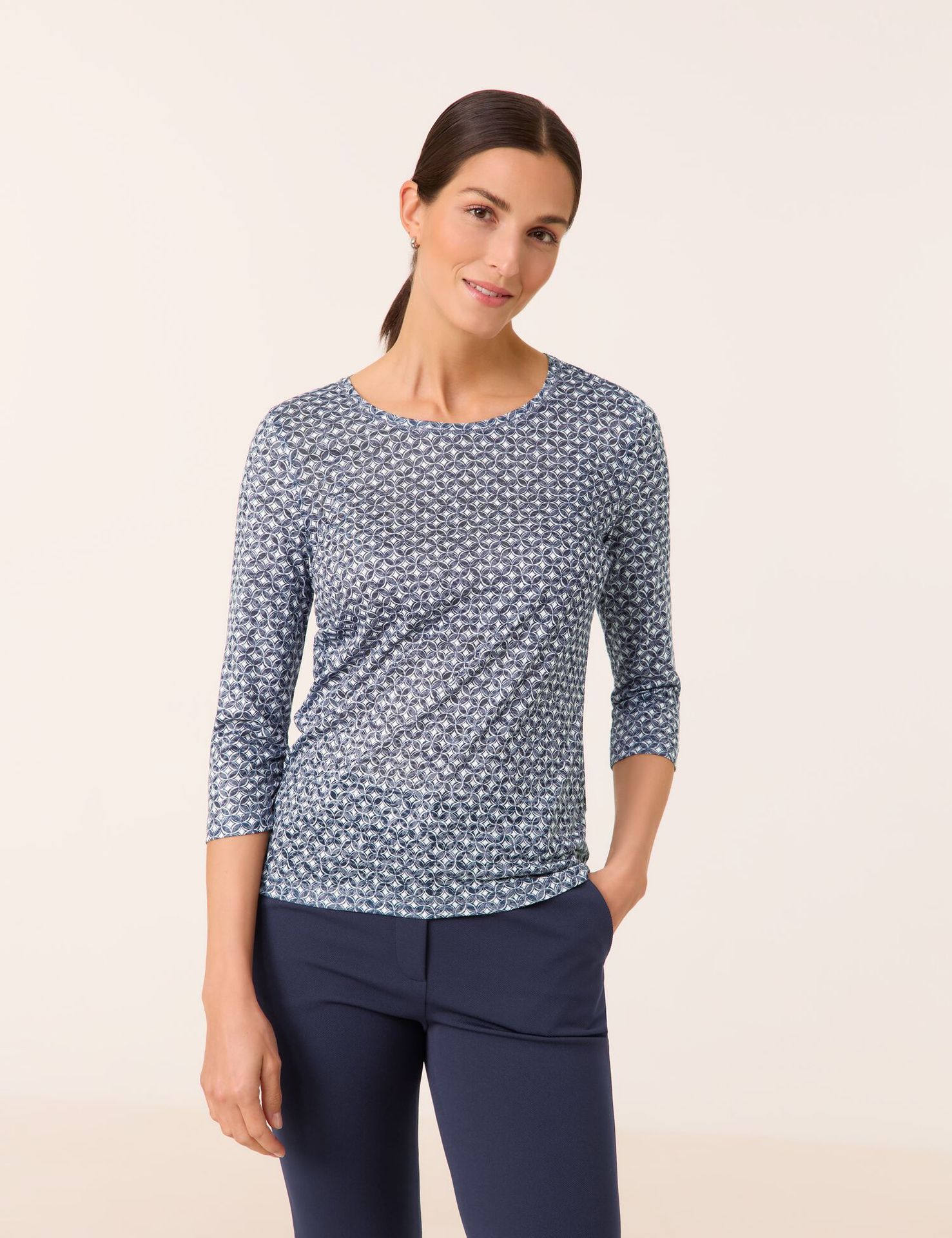 leichtes 3/4 Arm-Shirt in Allover Print