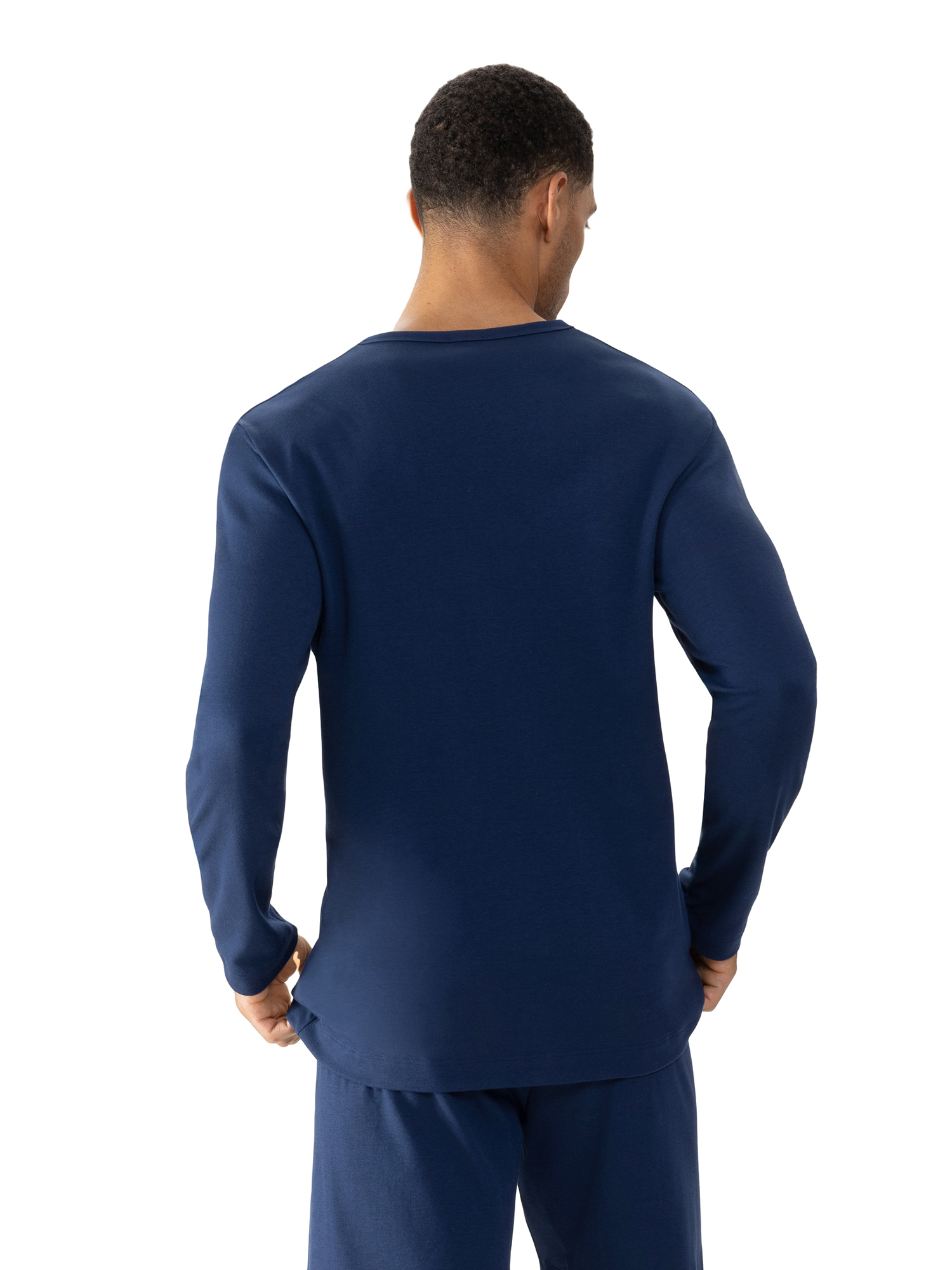 Herren Nightwear-Langarm-Shirt  aus reinem Baumwoll-Jersey