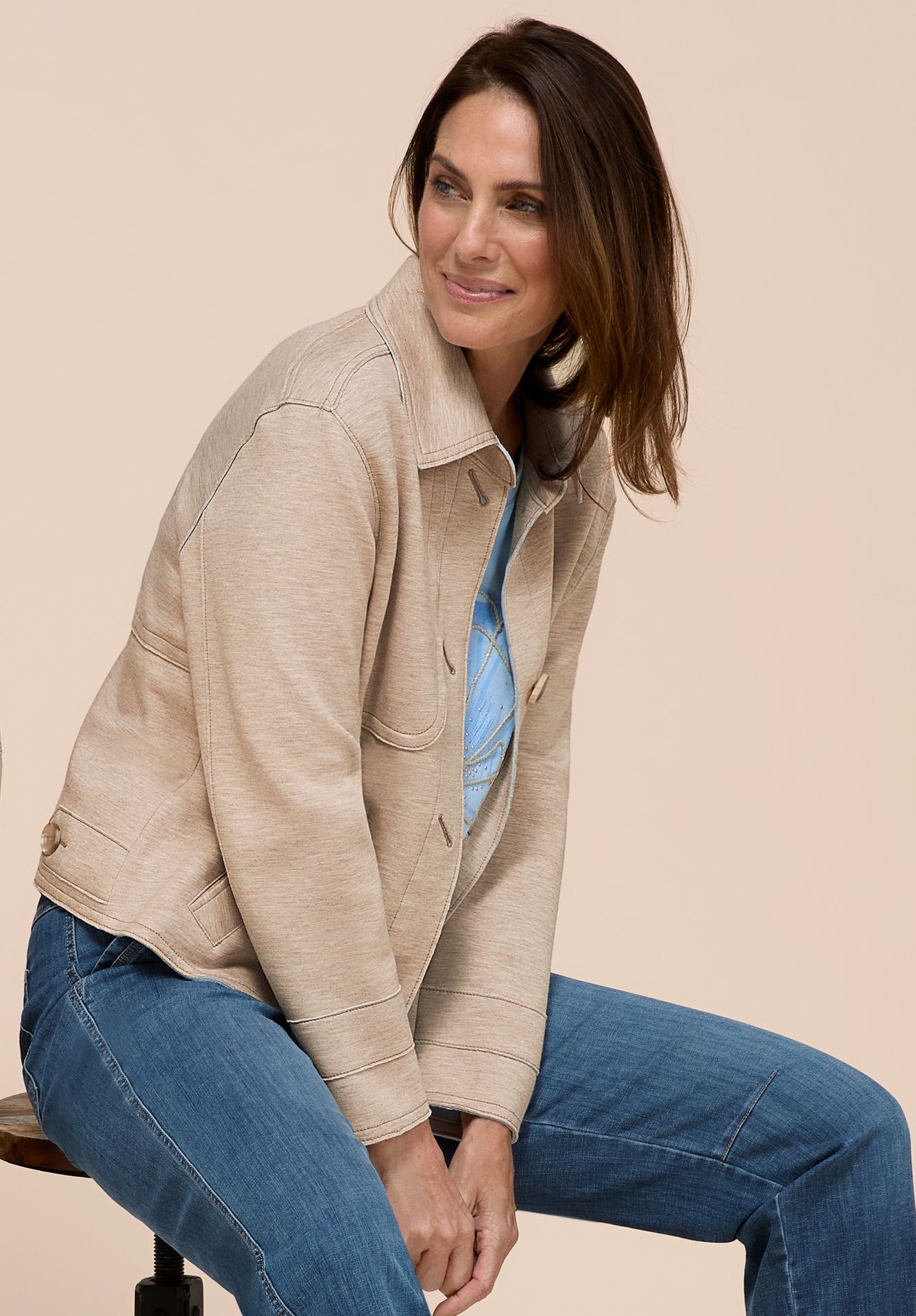 Kurzjacke "KATHERIN" im Doubleface-Look in Scuba-Qualität aus Viskose-Mix