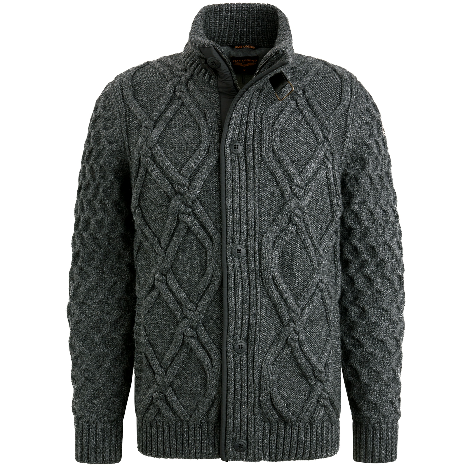 Zip jacket heavy knit mixed yarn