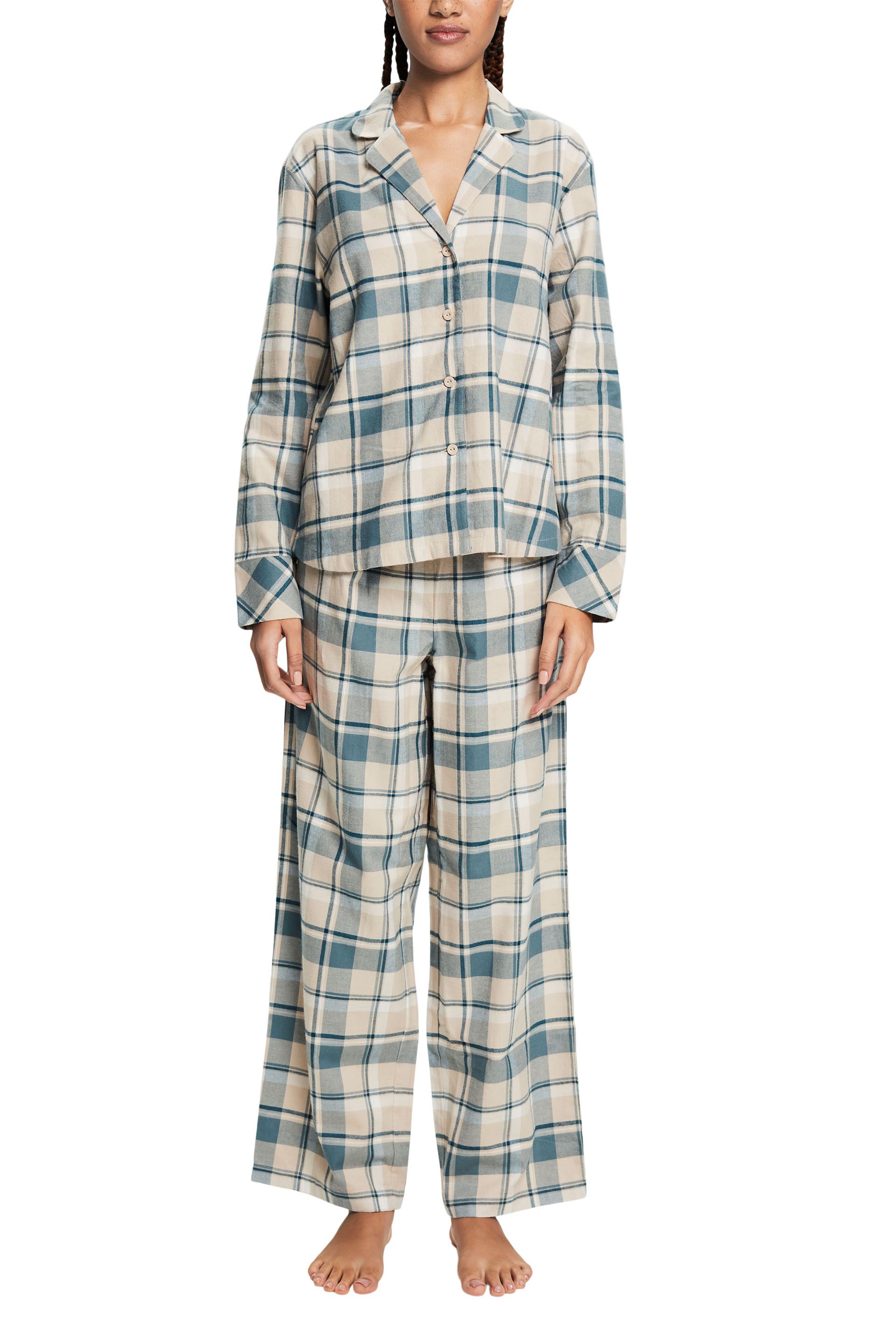 Damen-Pyjama aus kariertem Baumwoll-Flanell