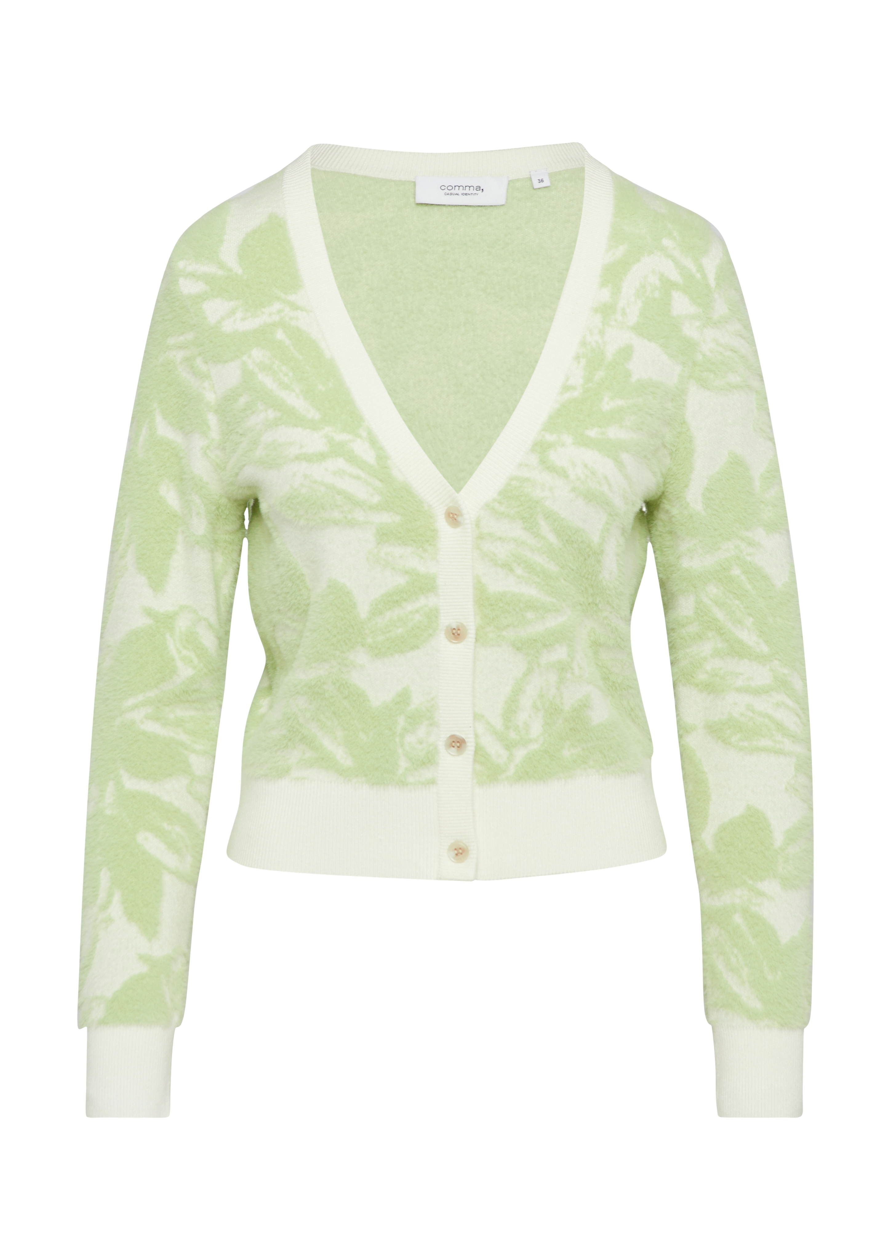 flauschige Jacquard-Strickjacke