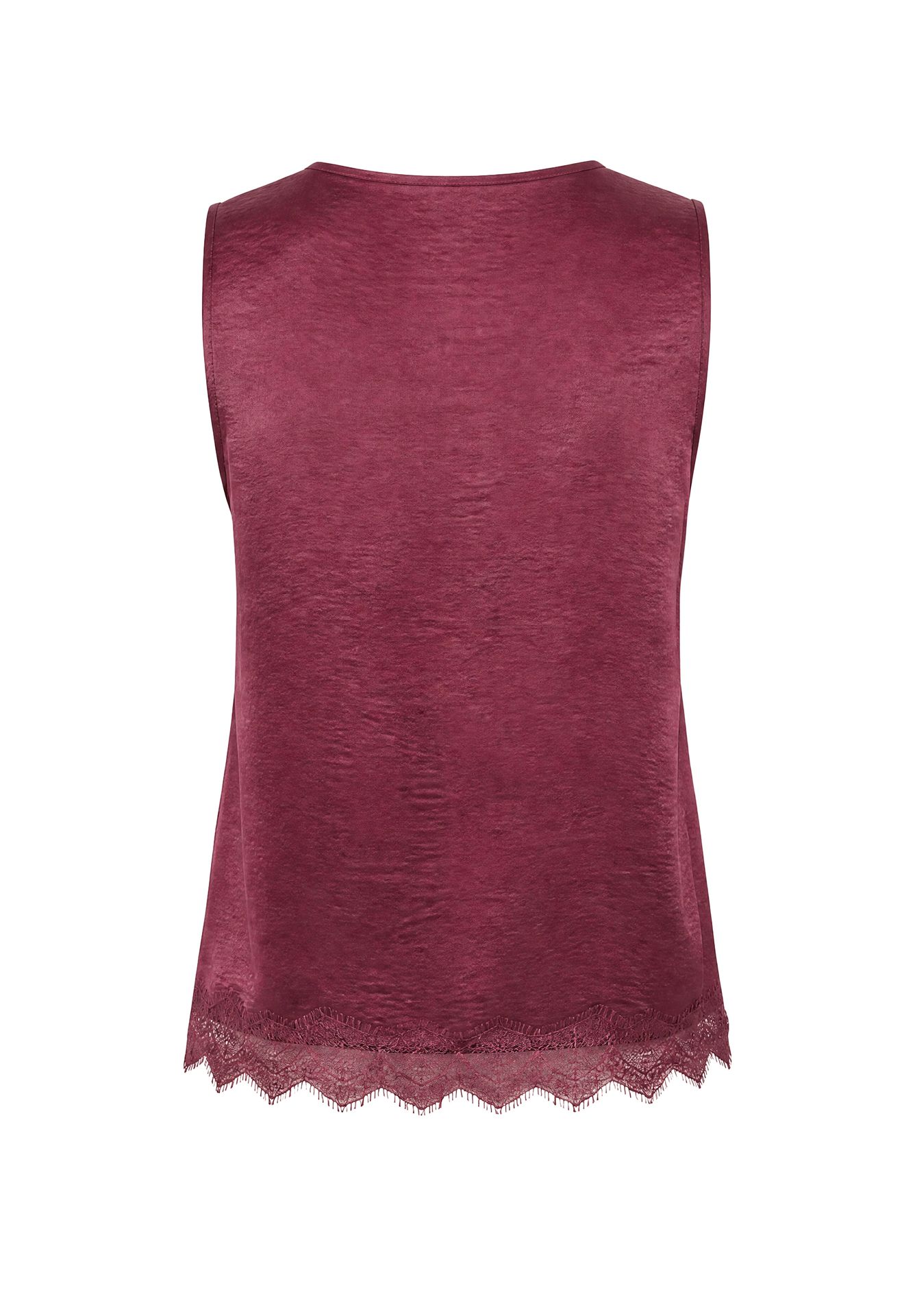elegantes uni Blusen-Top mit Spitzenrand aus Viskose-Mix