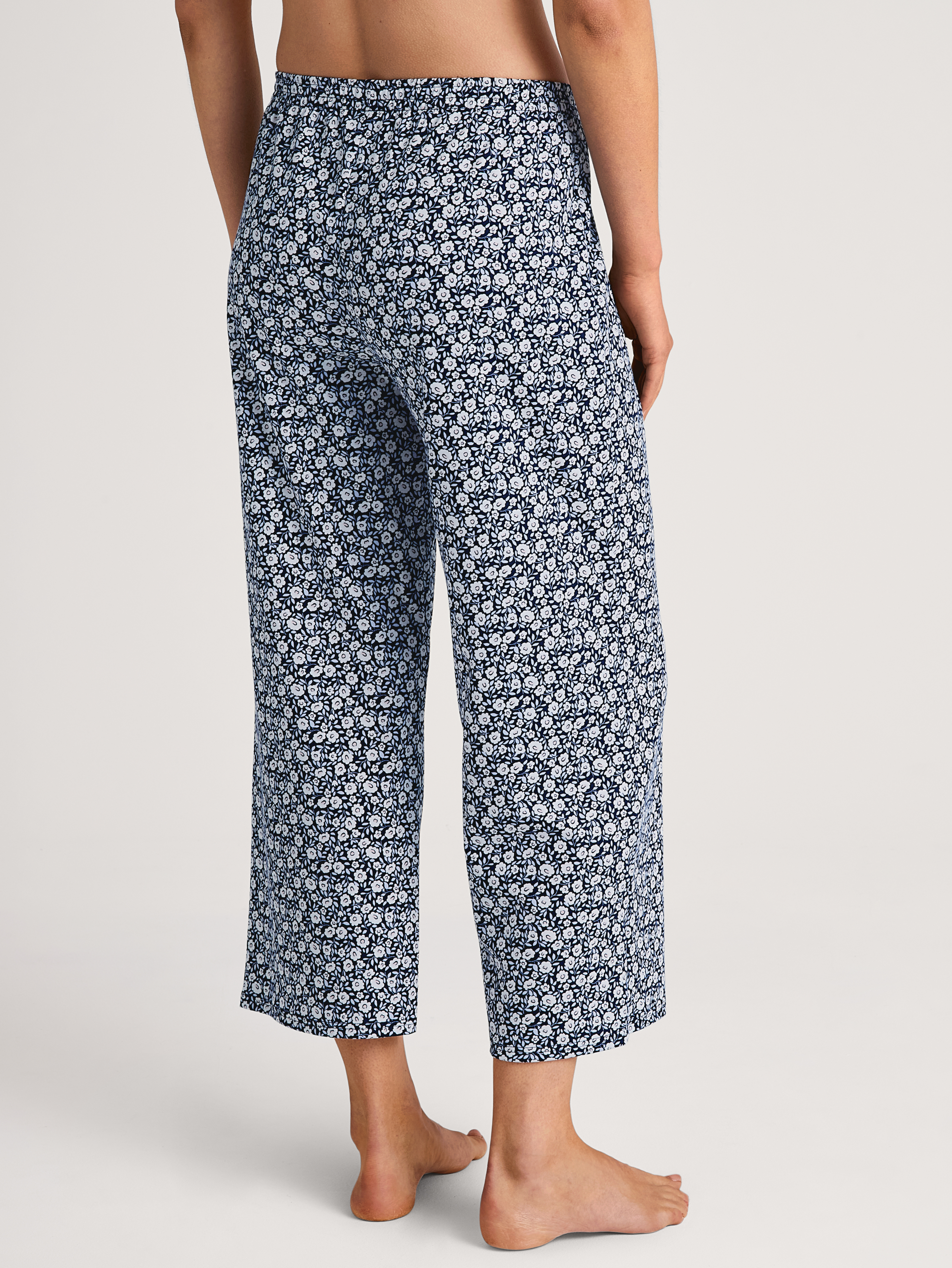 gemusterte Damen-Night-Hose aus reinem Baumwoll-Jersey