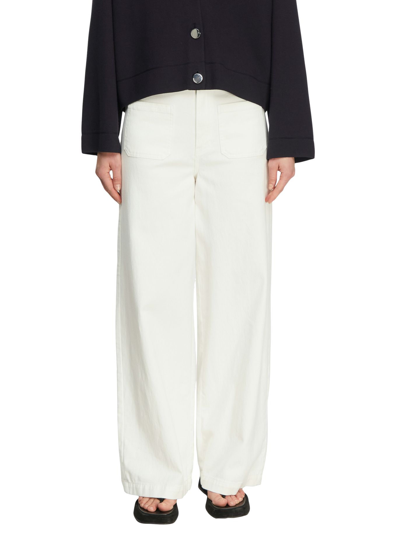 Jeans-Hose mit Wide-Leg und aufgesetzten Taschen aus Baumwoll-Elasthan