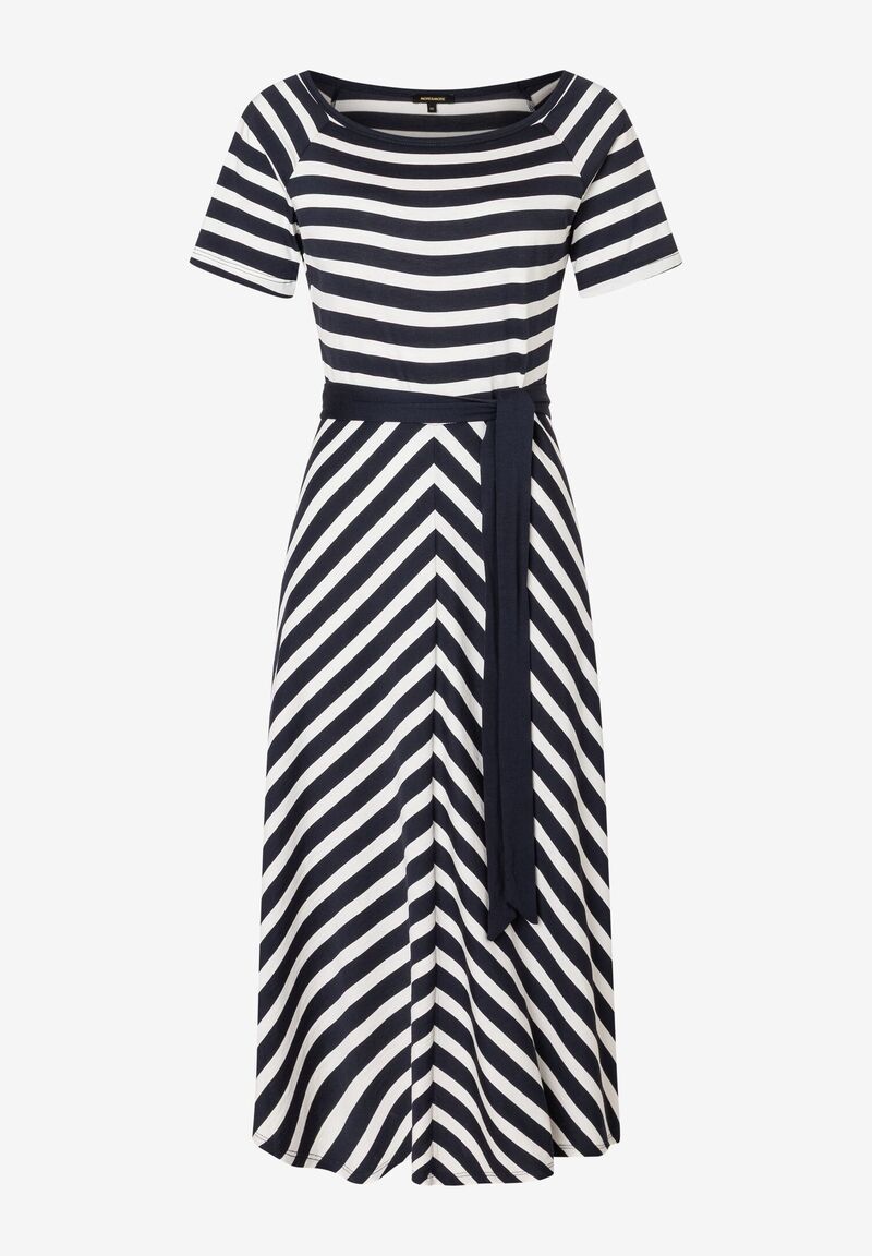 gestreiftes Jersey-Kleid mit ausgestelltem Rockteil