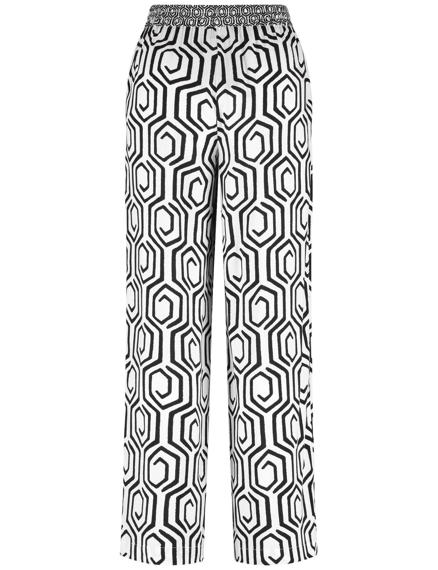 lässig weite Schlupfhose im graphischem Allover-Print aus Viskose