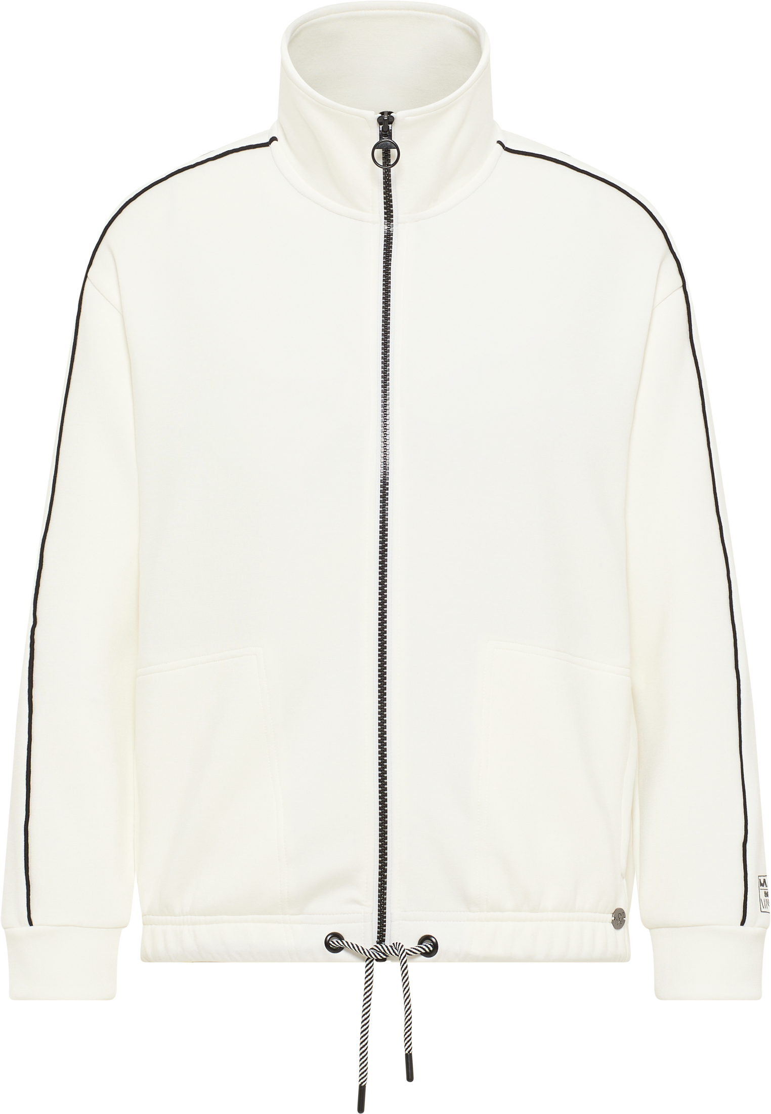 modische Sweat-Jacke mit RV und schwarzer Arm-Paspelierung
