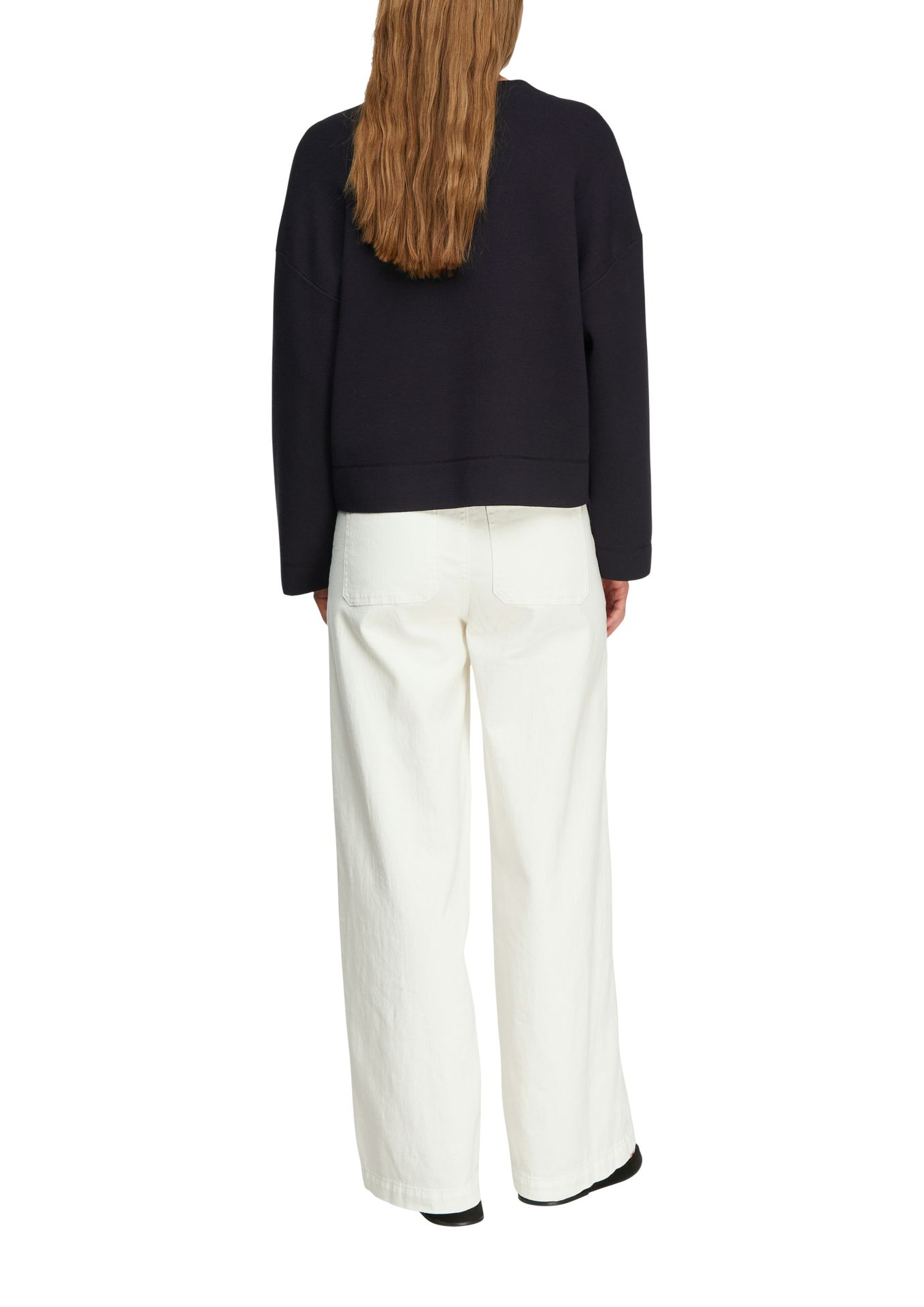 Jeans-Hose mit Wide-Leg und aufgesetzten Taschen aus Baumwoll-Elasthan