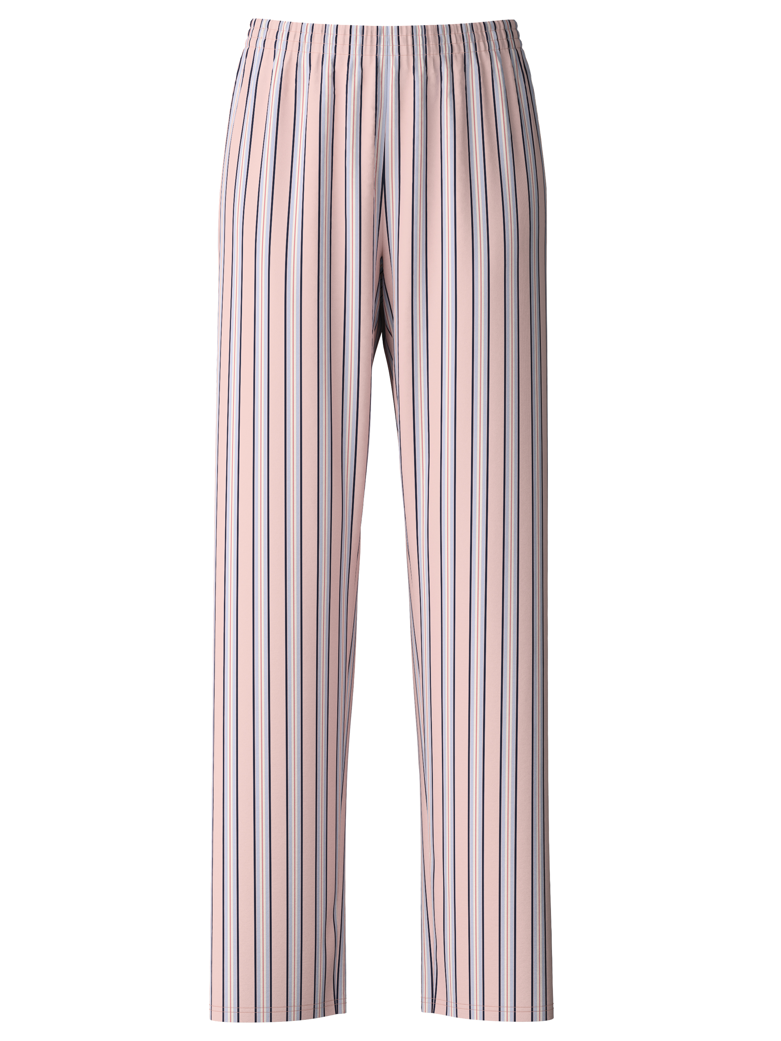 lange gestreifte Damen-Night-Hose aus reinem Bumwoll-Jersey
