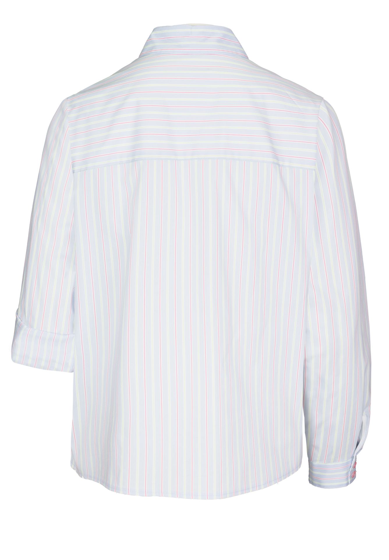 Hemdbluse "ANINA" mit Multi-Color-Streifen und Krempel-Arm aus Baumwoll-Mix