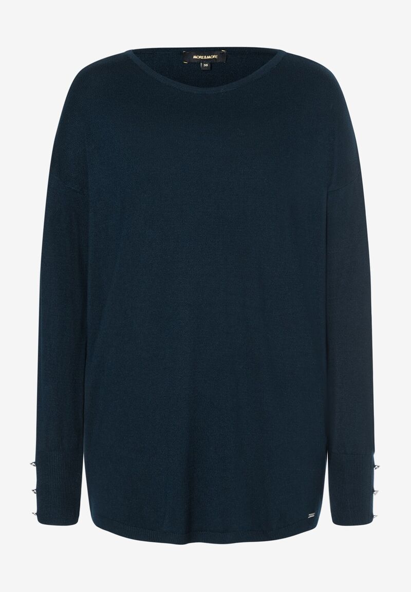 Feinstrick-Pullover mit Knopf-Applikation