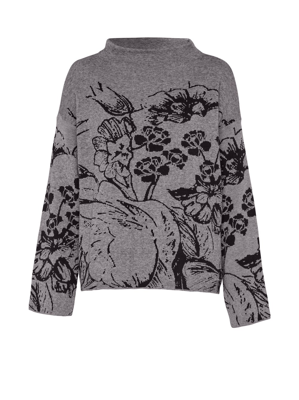 Damen-Pullover "Gitta LA" in Feinstrick mit floralem Frontprint aus Viskose-Mix