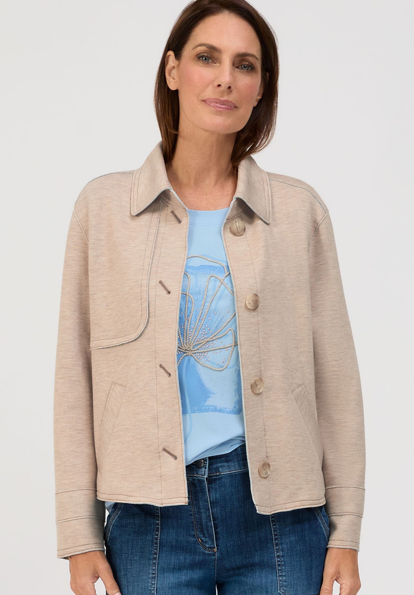 Kurzjacke "KATHERIN" im Doubleface-Look in Scuba-Qualität aus Viskose-Mix