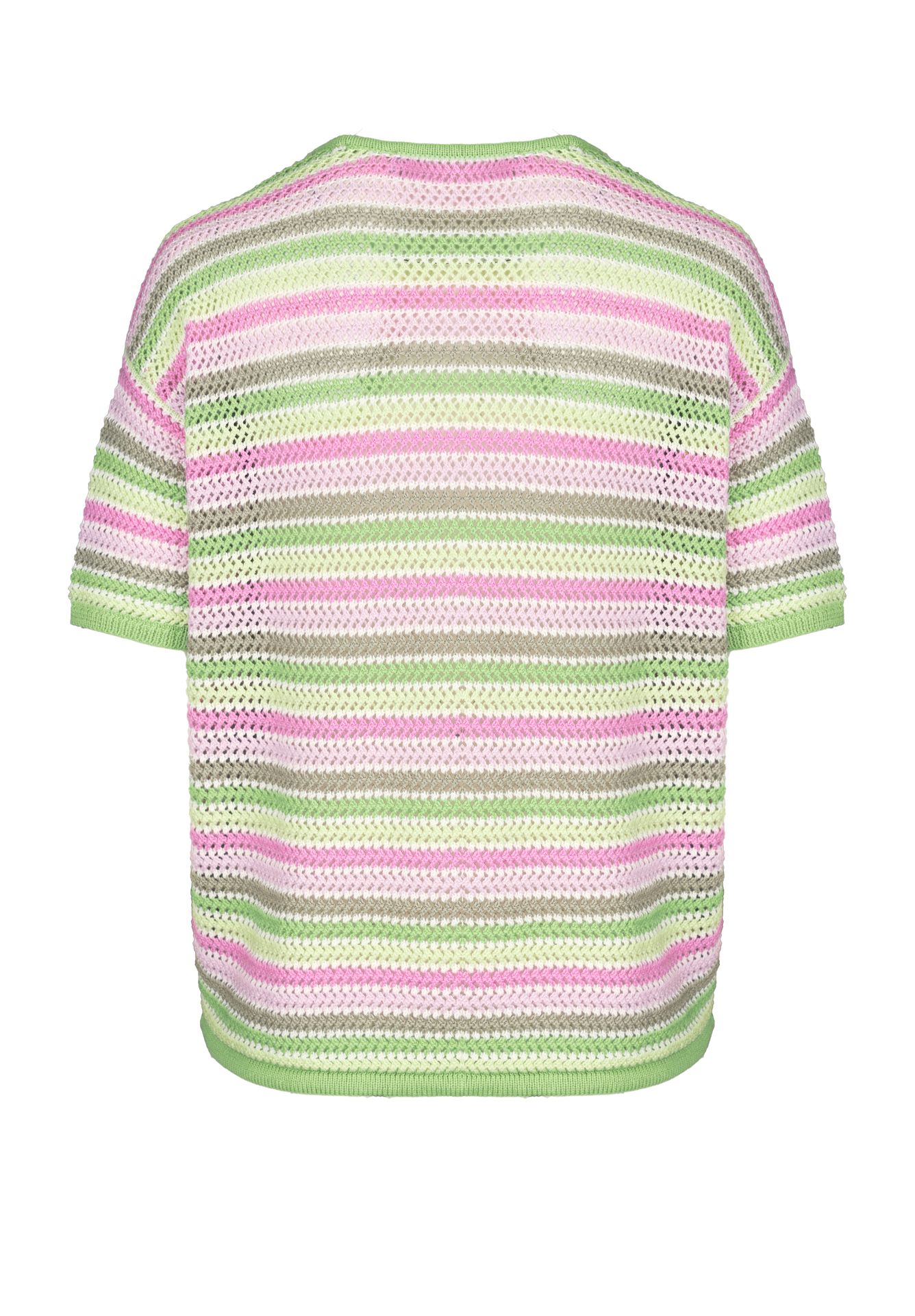 Halbarm-Strickpullover "OLINDE" im stylischen Streifendessin aus reiner Baumwolle