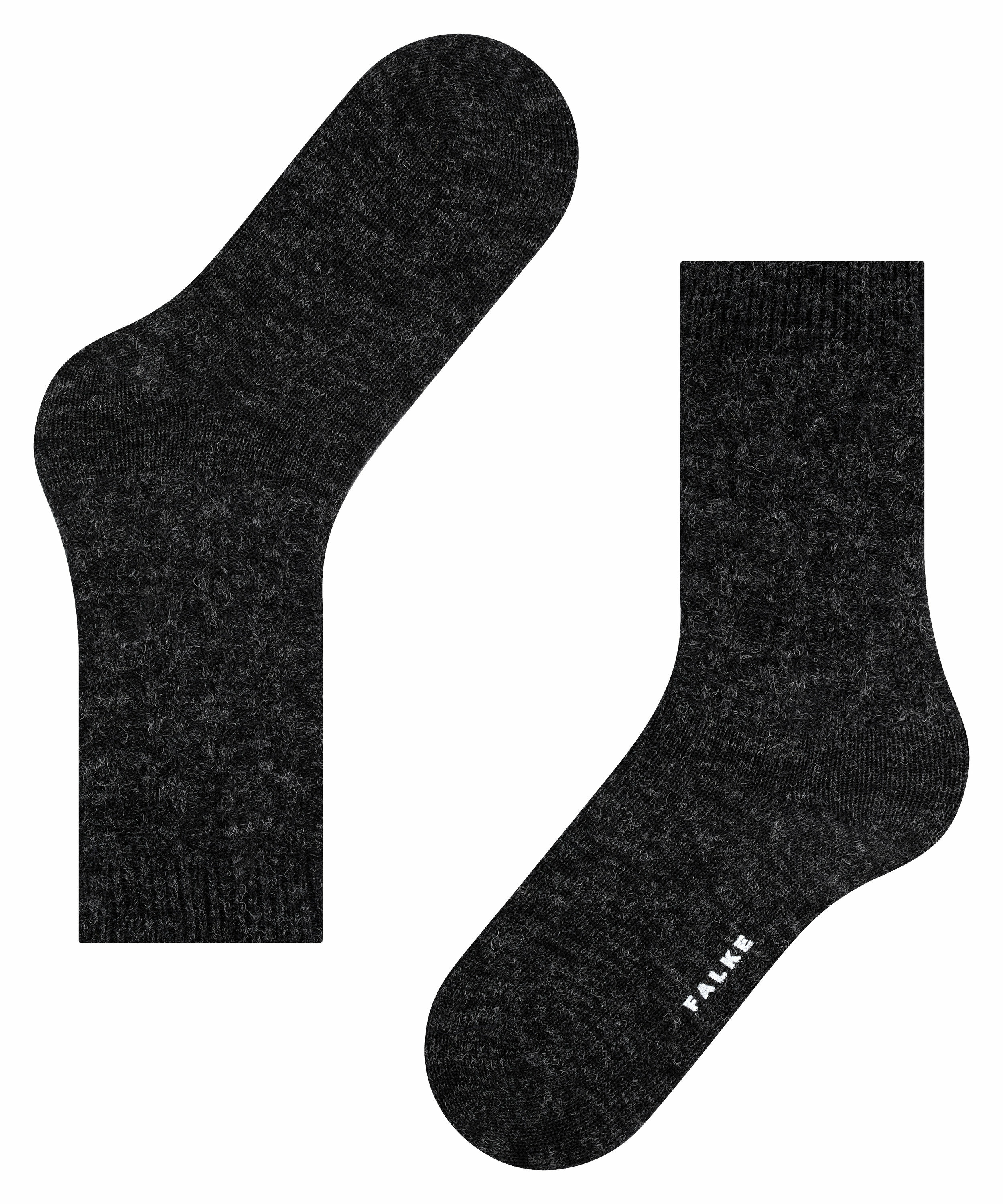 Woll-Socke "Nature" mit Zopfmuster und Alpaka