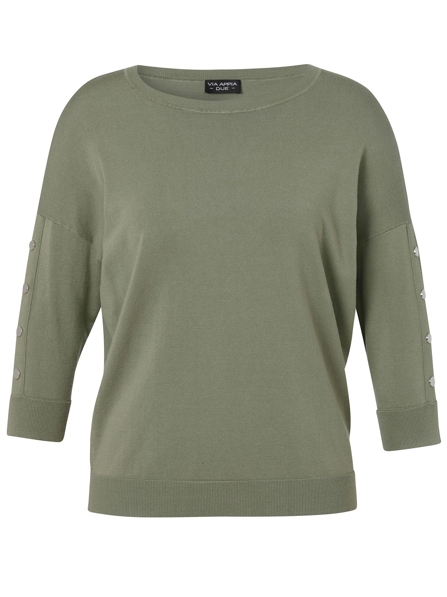 Feinstrick-Pullover mit U-Boot Ausschnitt und 3/4 Arm mit Knopf-Applikationen aus Viskose-Mix