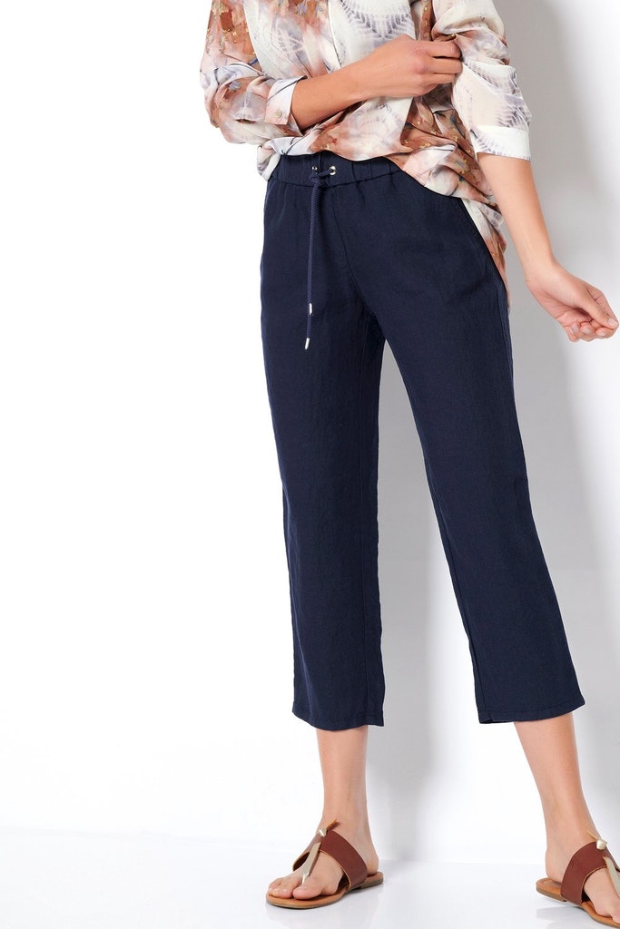 Leinen-Schlupfhose "Pia 3/4" mit Bindekordel