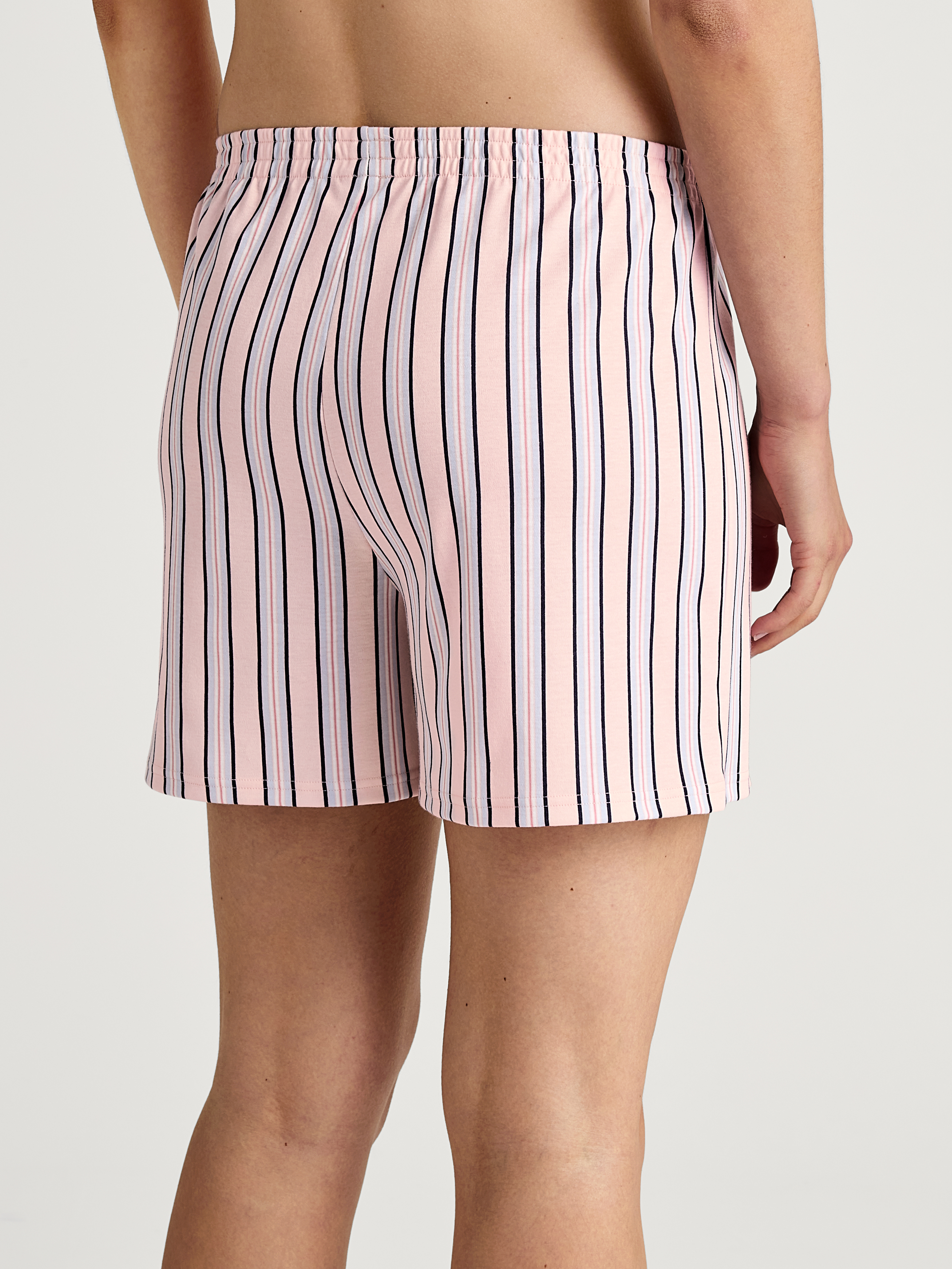 gestreifte Damen Night-Shorts aus reinem Baumwoll-Jersey