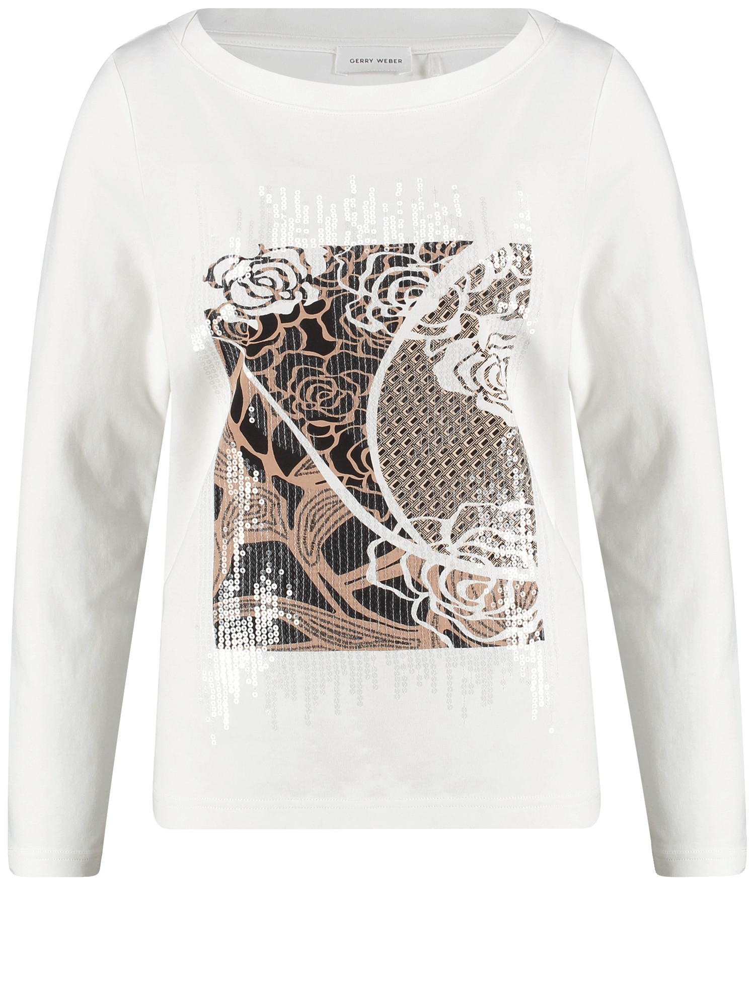 Langarmshirt mit Frontprint und Pailletten